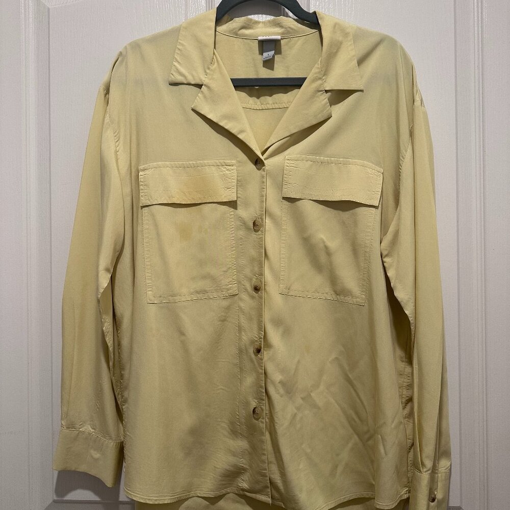A New Day Yellow Button Down Blouse Size L